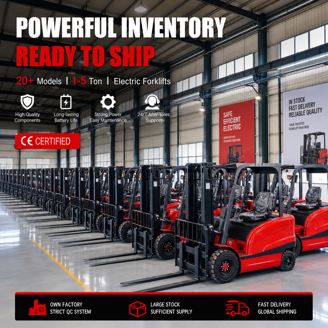 CE EPA 2.5tons Batteries Hydraulic Seat Driving 4x4 Off Road Performance Electric Forklift For Outdoor Site