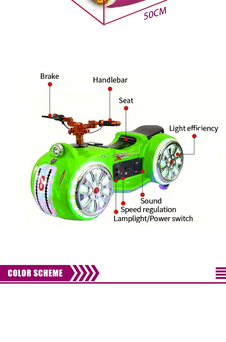 New Park Square Children's Electric Bumper Car Riding Motorcycle Ride Timing Remote Control Toy Recreation Car