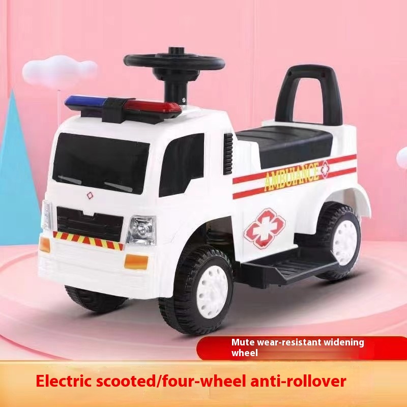 Children's Electric Fire Truck Ambulance Tricycle 2-5 Years Old Baby Toy Car Remote Controlled Plastic Material