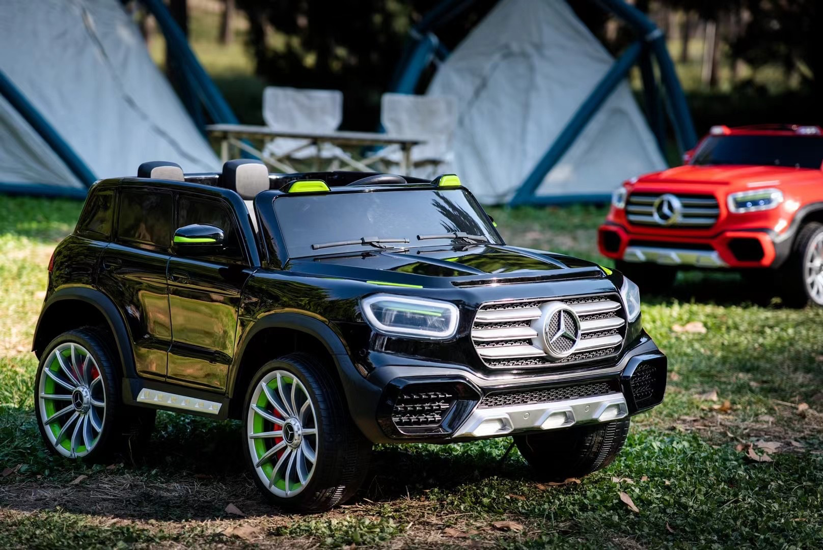 140cm Benz SUV Kids Electric 4*4 Off-Road Two-Seat Soft Wheels Remote-Control Open Doors 12V Ride-On Car