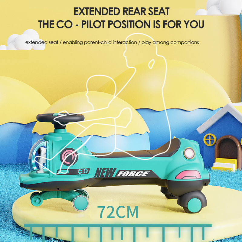 New Plastic Baby Slide Wiggle Ride On Swing Car Twist Cars With Light And Music For Kids Children