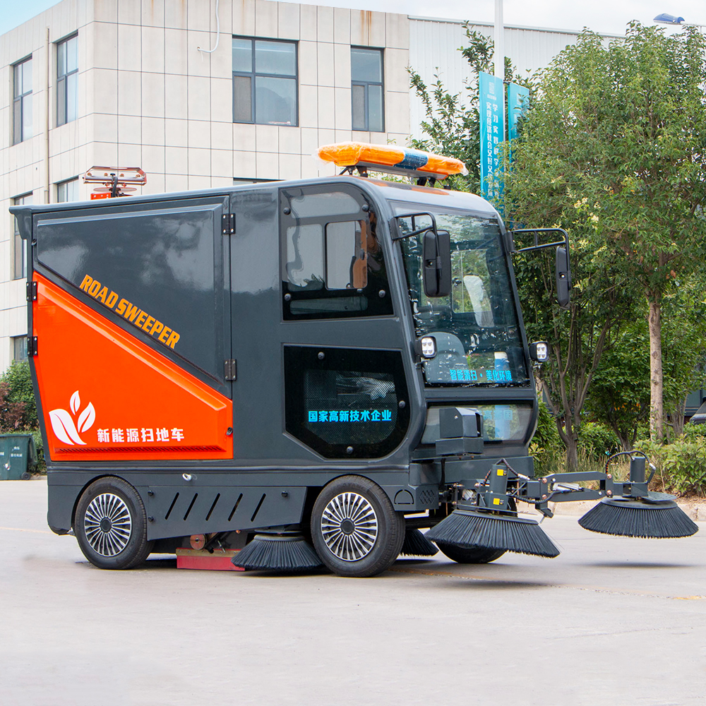 Electric Closed Cab Floor Sweeper Driving Type Street 48V Electric Ride-on Road Machine with Four Wheels for Farm Using