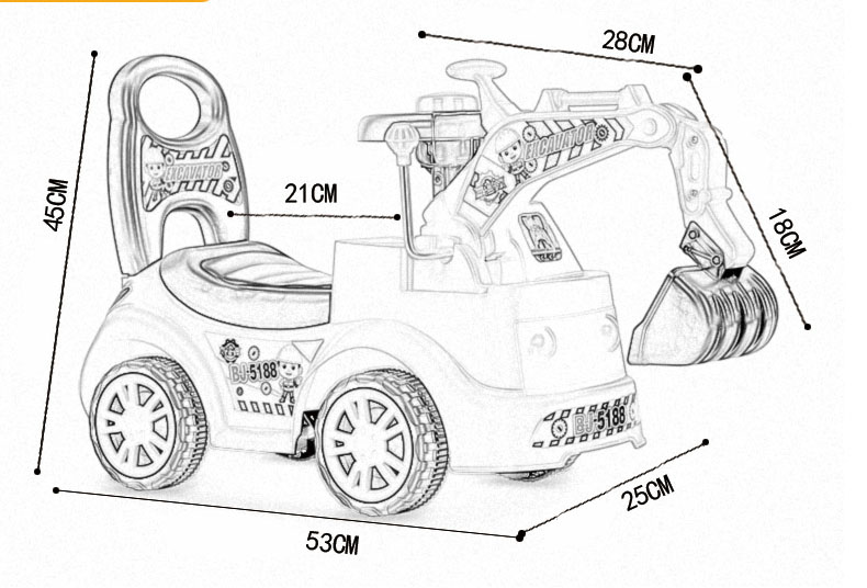 Kids sliding car ride on digger specification details