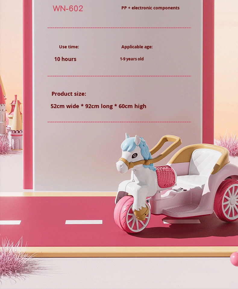 Children's Electric Ride-On Princess Carriage Rechargeable Battery Remote Control Unisex Toy Car