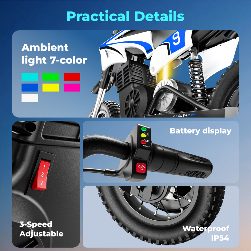 New Arrived Kids Electric Two-Wheel Motorcycle Lithium Battery 350W Rechargeable Off-road Ride-On Scooter