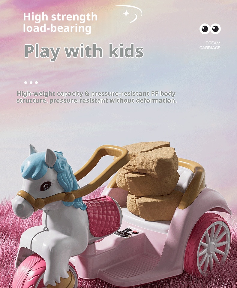 Children's Electric Ride-On Princess Carriage Rechargeable Battery Remote Control Unisex Toy Car
