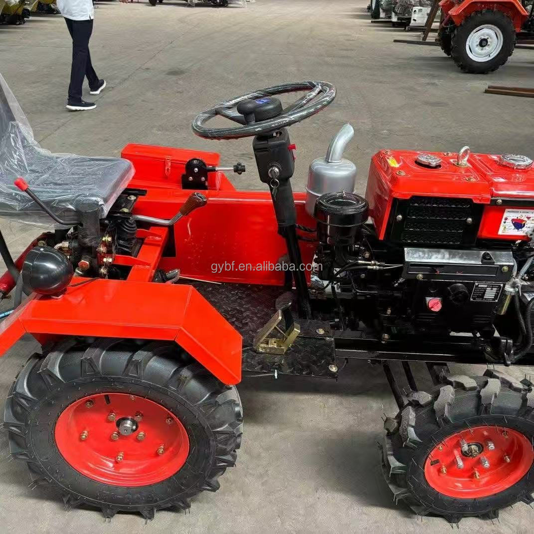 12HP Mini 4WD Wheel Tractor for Garden Planting Small Diesel Agricultural Machinery with Gearbox/Pump Ride-On for Farm Use
