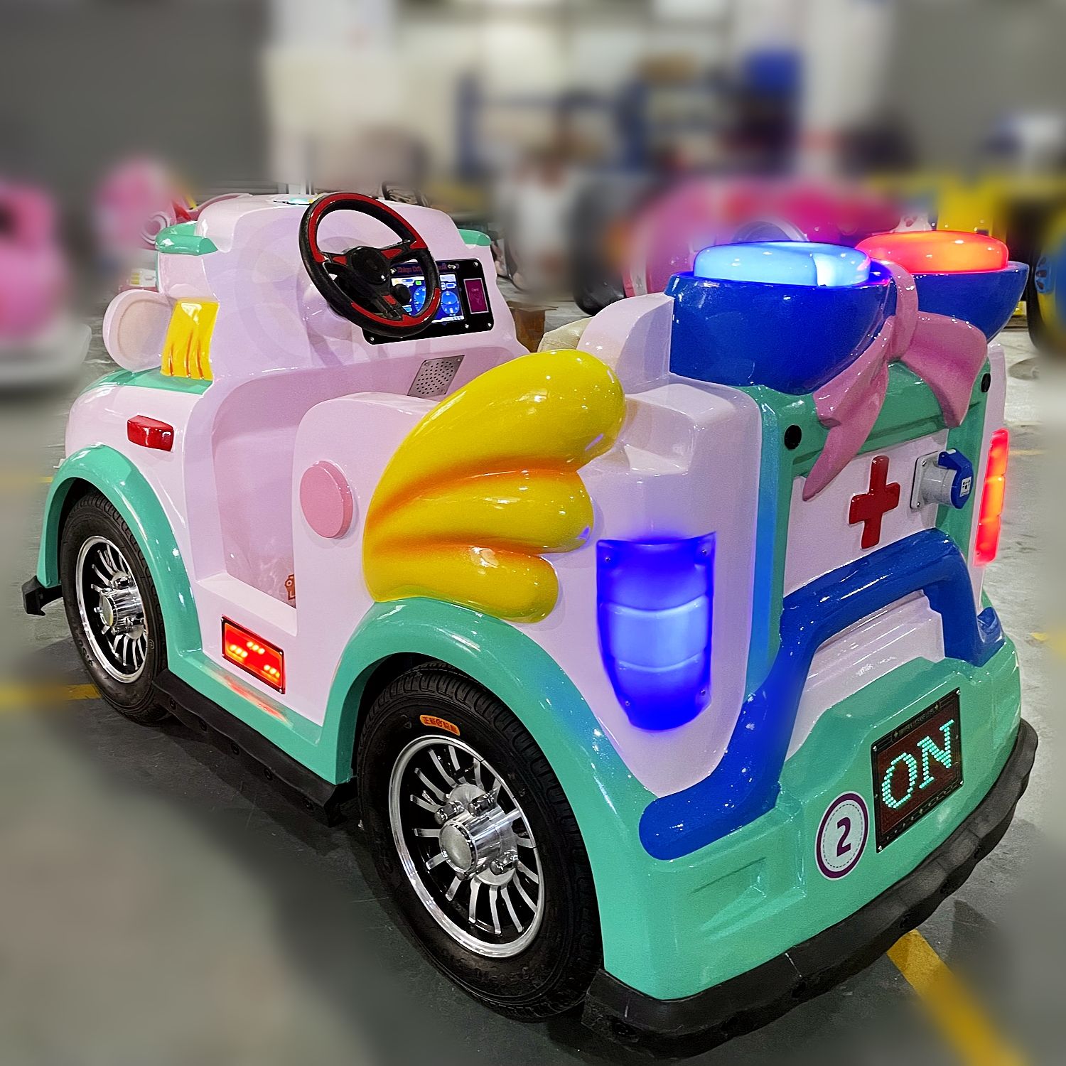 Children Real Steering Wheel Gaming 24 Volt Ride on Car Kids Electric Ambulance Cars With Rubber Tires for Kids Cosplay