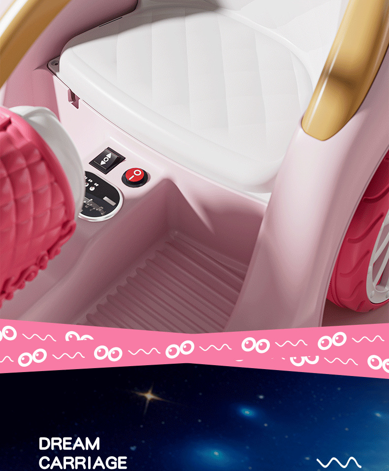 Children's Electric Ride-On Princess Carriage Rechargeable Battery Remote Control Unisex Toy Car