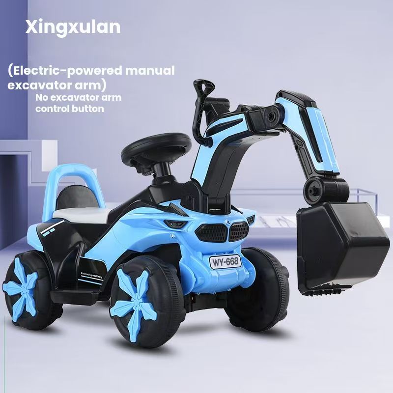 Kids Electric Ride-on Excavator, Large Sit-on Construction Digger Toy, Battery Powered Engineering Vehicle for Boys and Girls