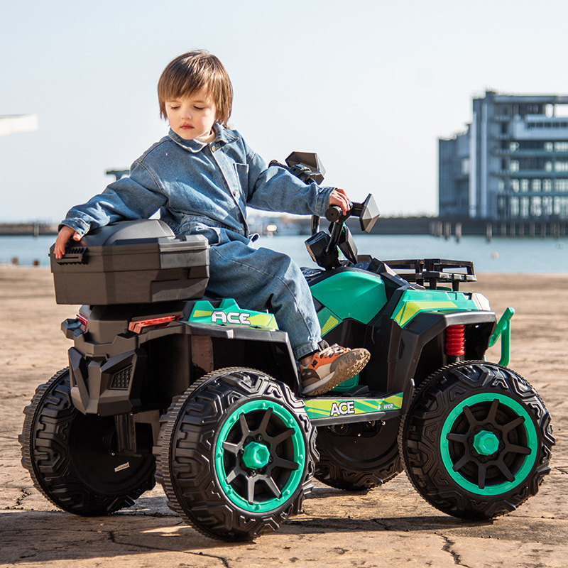 Two-Person Children's Electric ATV Four-Wheel Off-Road Ride-On Toy Plastic Battery-Powered for Adults and Kids Chargeable