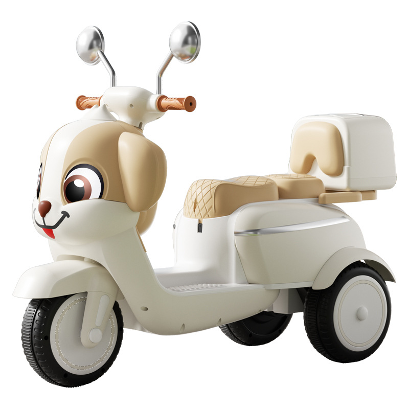 Puppy-shaped Electric Ride-On Car for Kids Plastic Battery-Powered Rechargeable Dual-Drive Unisex Ages 0-7 Years