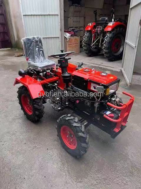 12HP Mini 4WD Wheel Tractor for Garden Planting Small Diesel Agricultural Machinery with Gearbox/Pump Ride-On for Farm Use