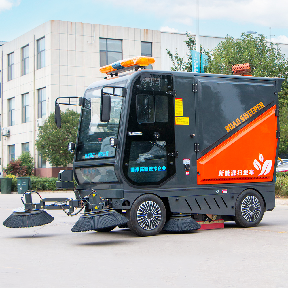 Electric Closed Cab Floor Sweeper Driving Type Street 48V Electric Ride-on Road Machine with Four Wheels for Farm Using