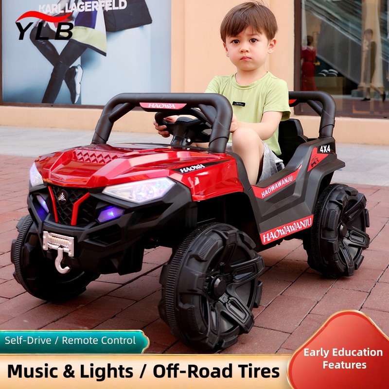 New Children's Electric Car with Remote Control Can Sit Large Four-wheel Charging Off-road Vehicle