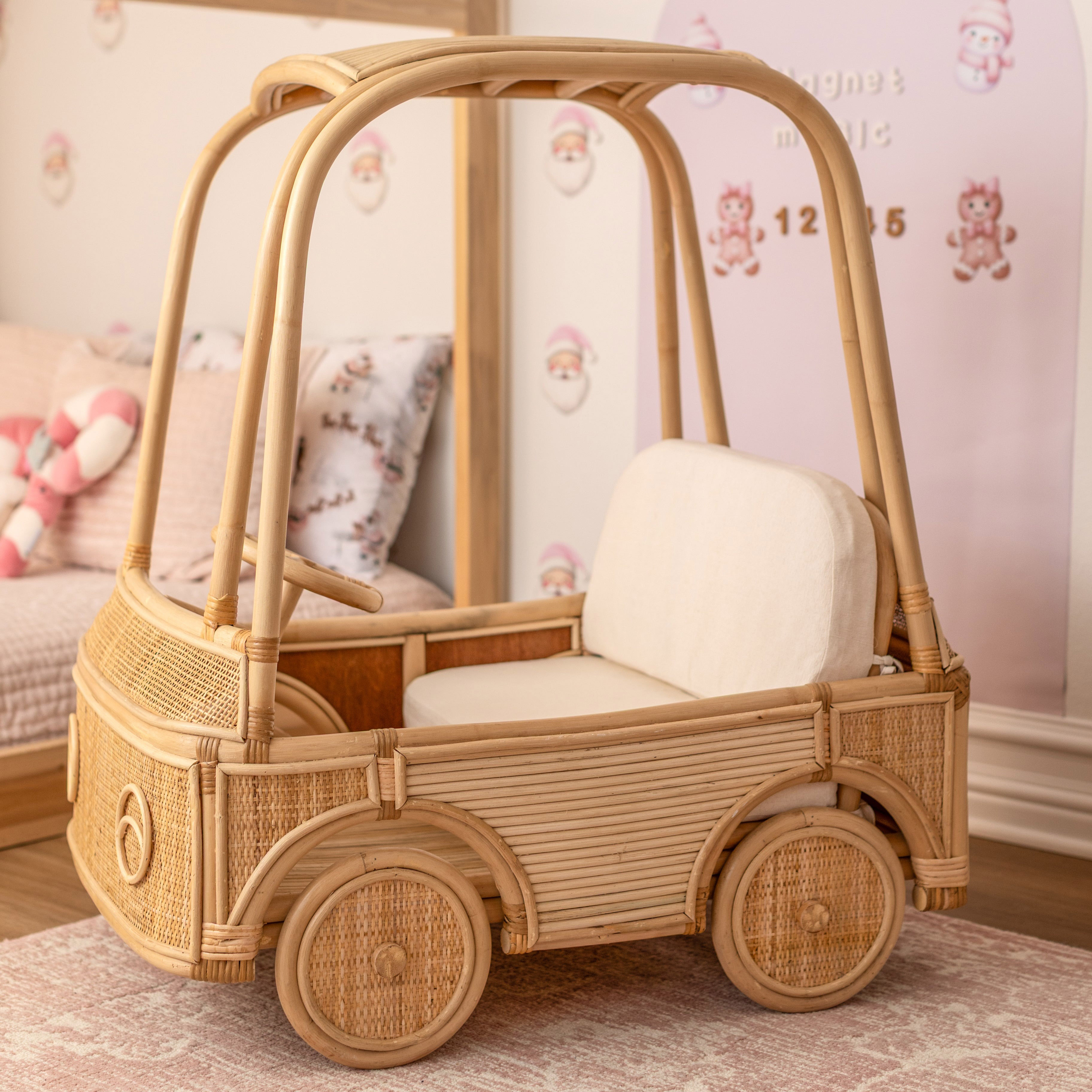 Factory direct supply rattan kids ride on car best price indoor baby ride-on cars customization accept