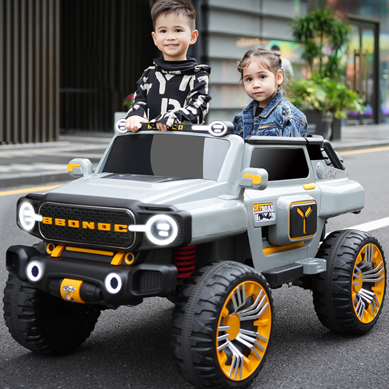 Children's Electric Plastic Ride-On Car 4-Wheel Remote Control Double Seat Rechargeable Toy Vehicle