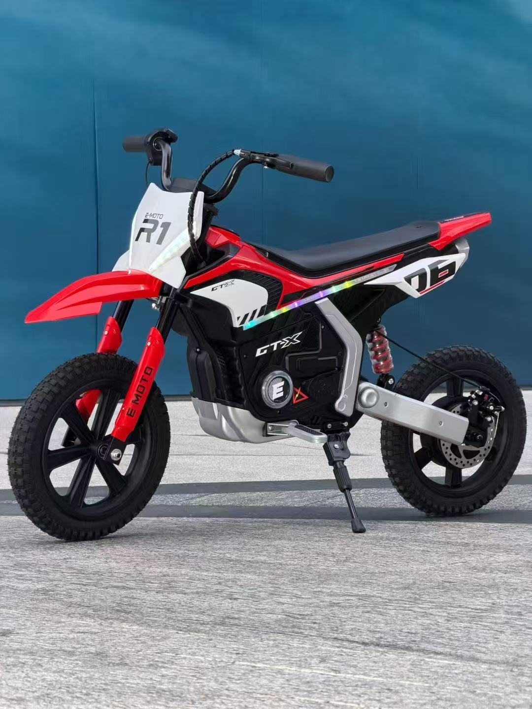 Kids Electric Motorcycle 2 Seat with Powerful Motor 24V Battery-Powered Ride-On Toy for Boys Girls Outdoor Off-Road Vehicle