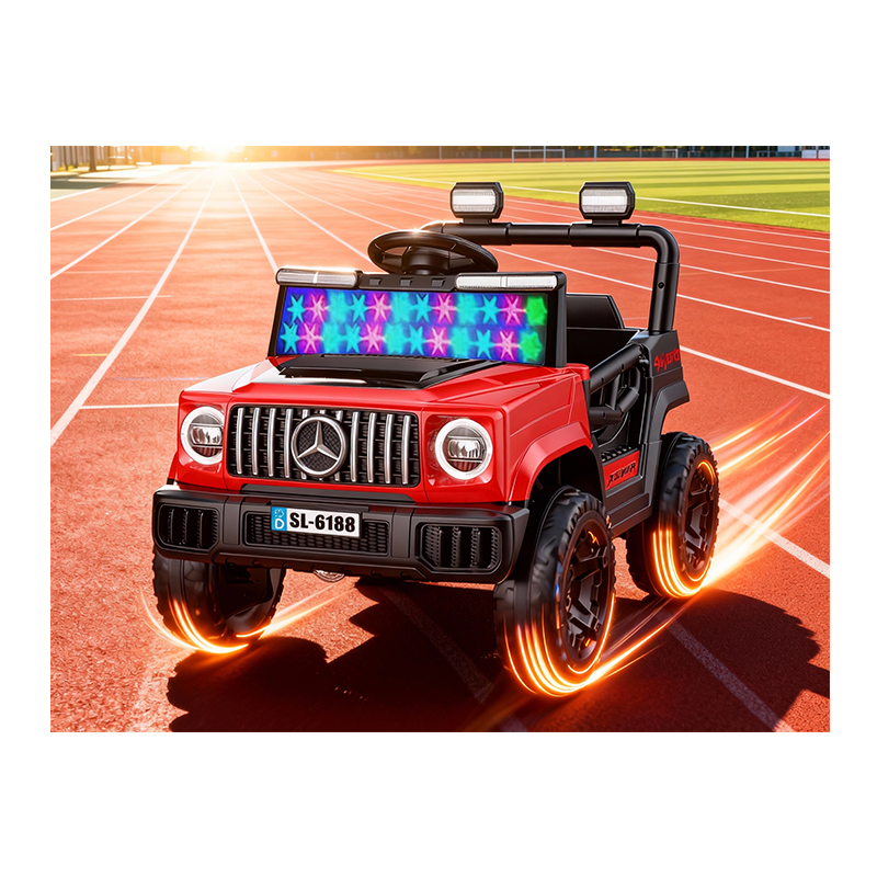 Children Electric Ride-On Car 4 Wheels Double Drive 6V4Ah Motors Early Learning MP3 Player One Button Start Durable PVC 2-4