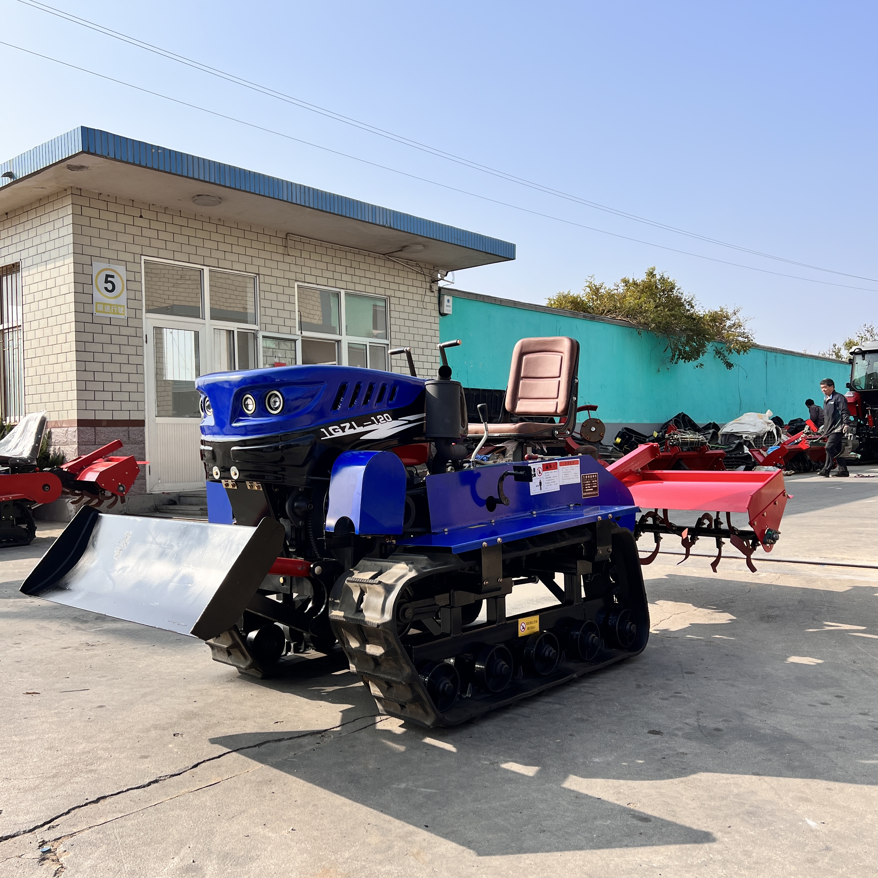 35HP Ride-On Crawler Diesel Gear Drive Rotary Tiller Tractor Compact Mini Farm Machine for Greenhouses Orchards Narrow Fields