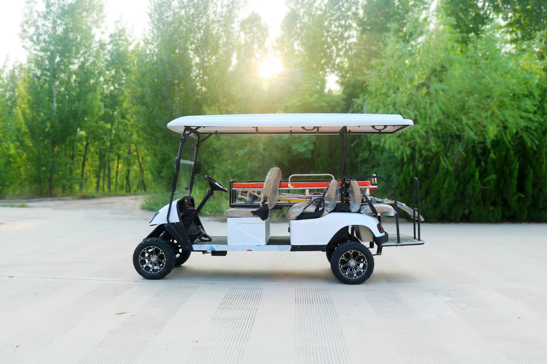 Cheap Chinese 4 Wheel White Light Weight Aluminum 2 Seater Electric Golf Carts Rescue Ambulance