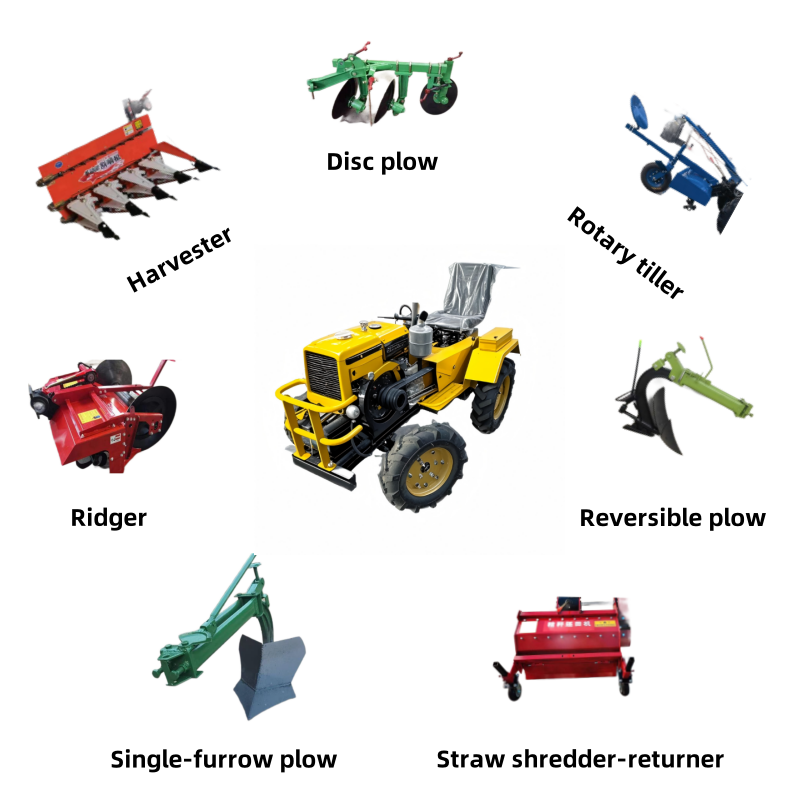 12HP Mini 2WD Wheel Tractor for Garden Planting Small Diesel Agricultural Machinery with Gearbox/Pump Ride-On for Farm Use