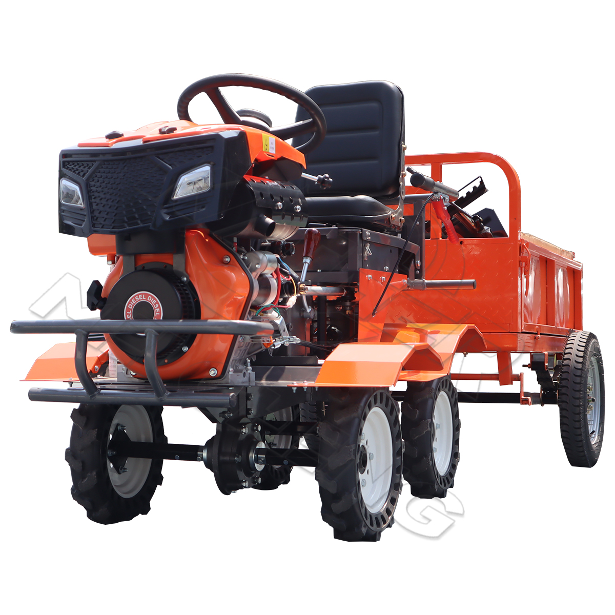 9hp/13hp/15hp 4x4 Diesel Ride-On Cultivator Tiller Multifunctional Walking Tractor for Paddy Field Rotary Ditching With Trailer