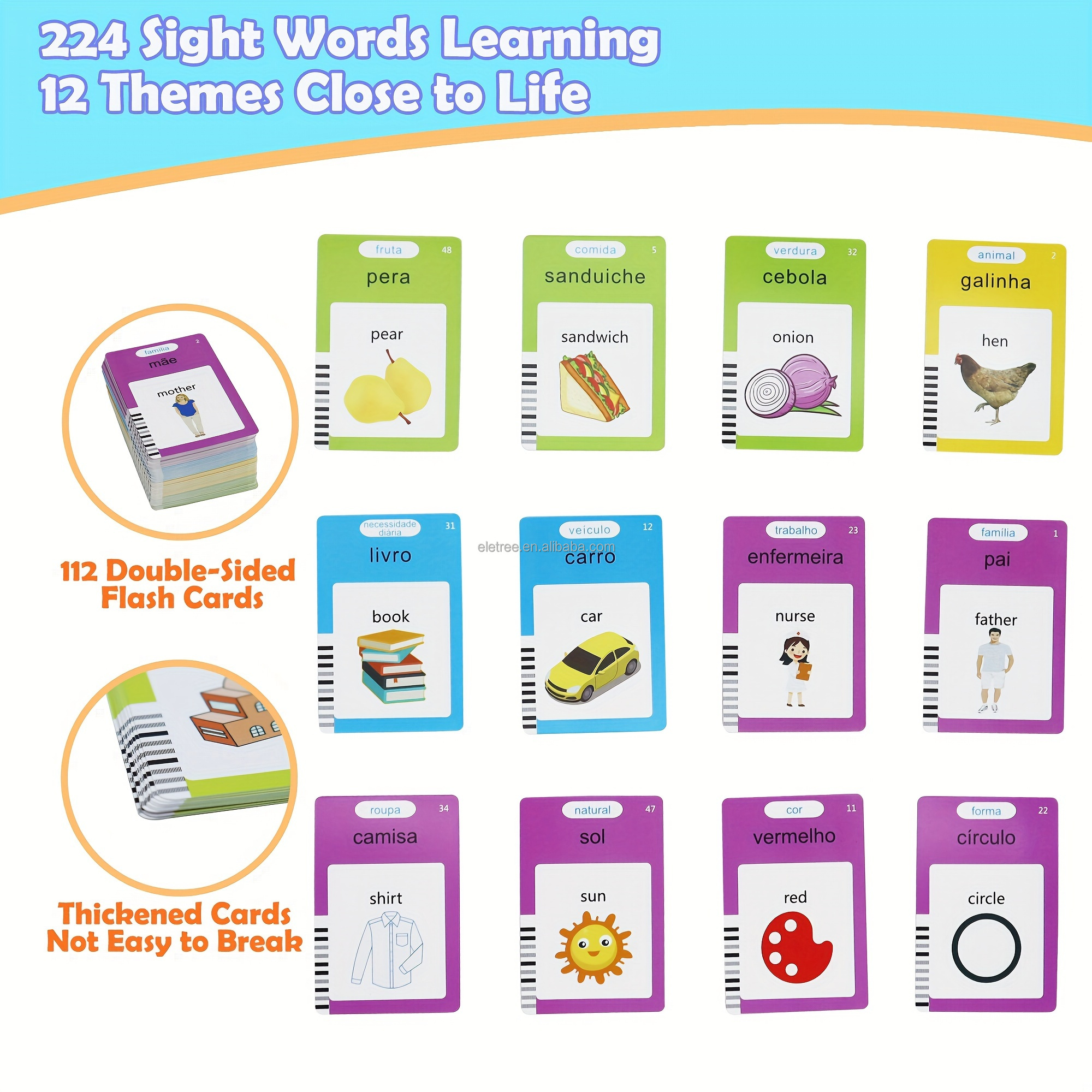 New Arrived Kids Interactive Portuguese English Language Toy Autism Sensory Montessori Speech Therapy Talking Flash Cards