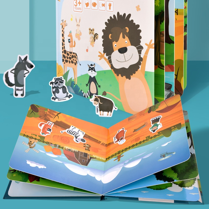 AiJH Children Learning Magic Sticker Jelly Book Animal Traffic Activity Cognitive Quiet Book Early Educational Toy for Kids