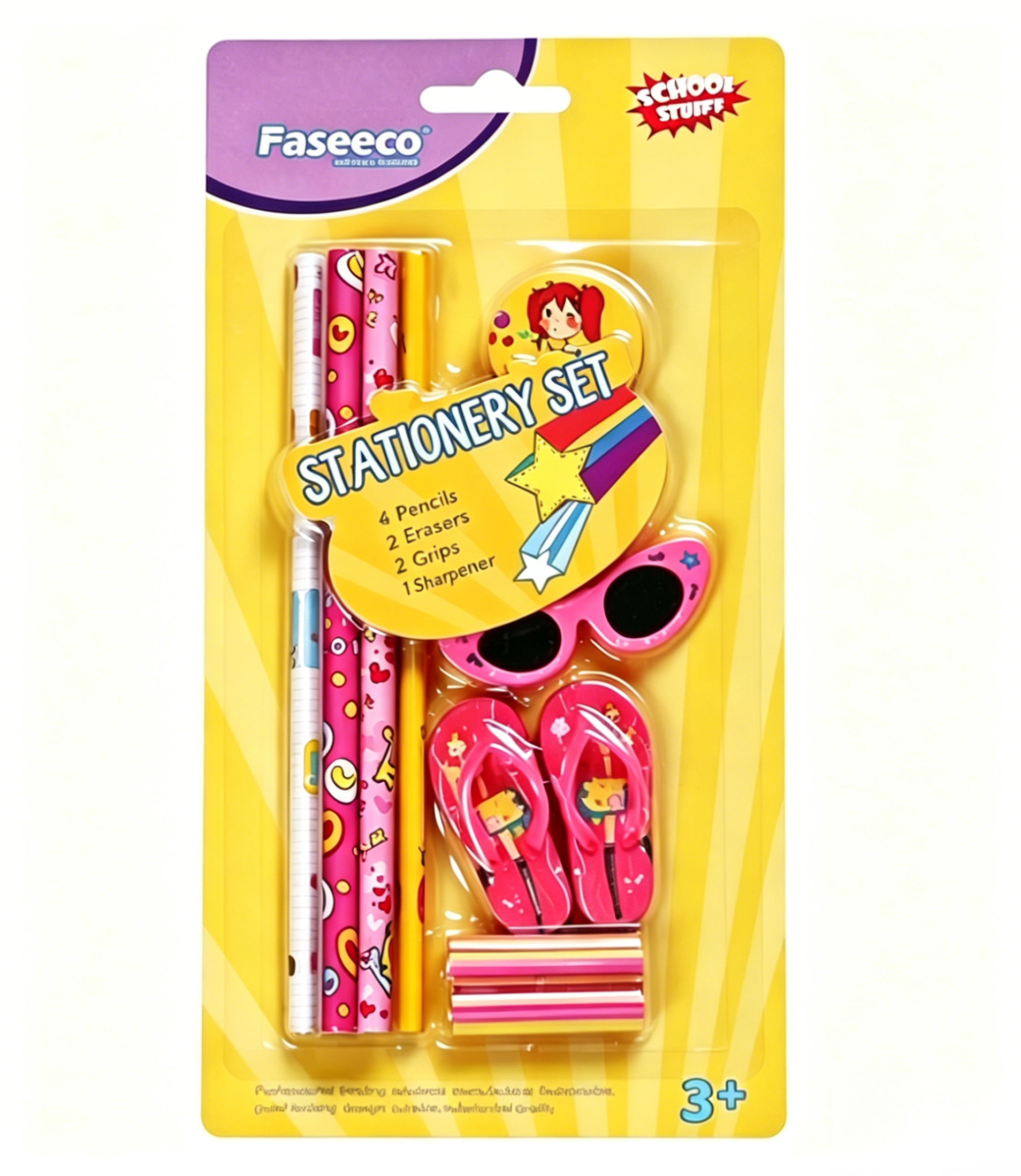 Students Stationery Set Custom School Supply Pencil Case Set Pencil Eraser Topper Sharpener Ruler Children Creative Set