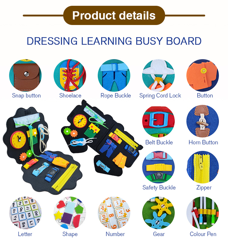 FUAN Children Toddlers Educational Felt Busy Board Animal Princess Montessori Sensory Learning Intelligence Development Toys