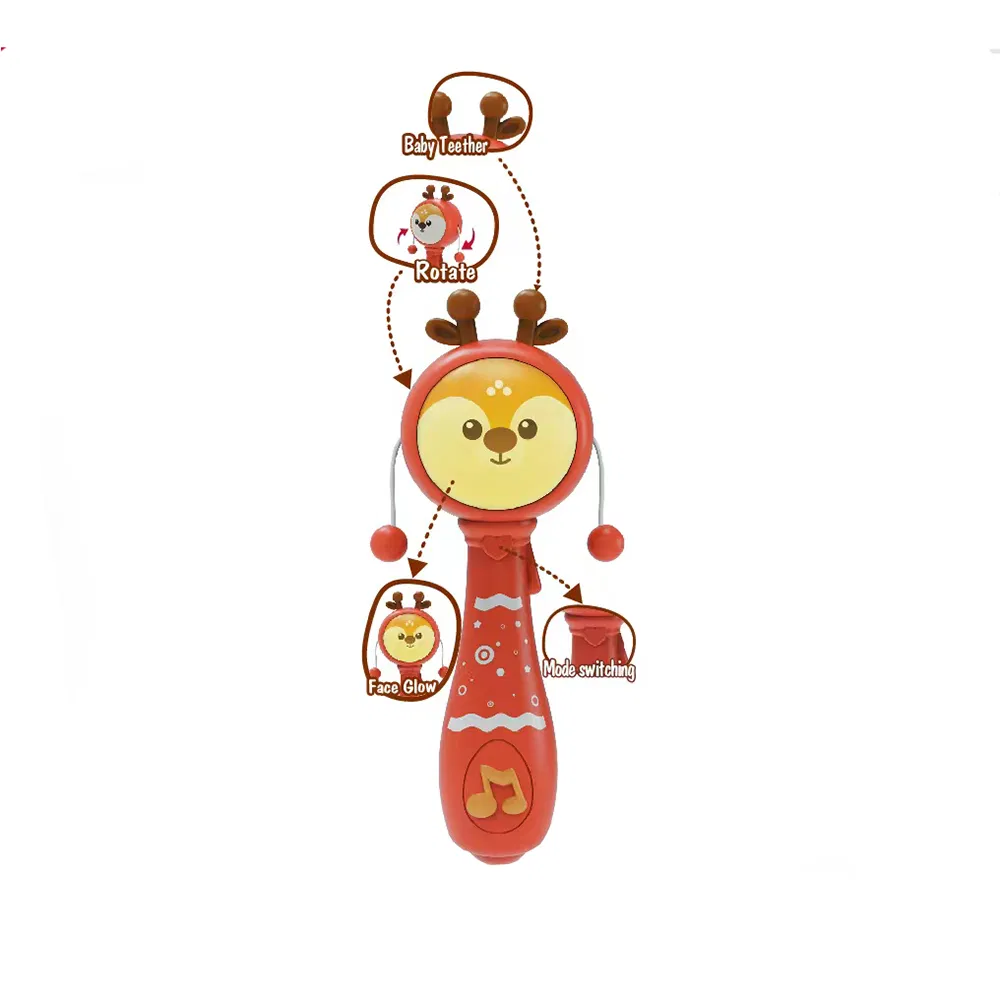 Infant Teethers Soothing Toys Baby Chew Rattle Toys with Music and Lights