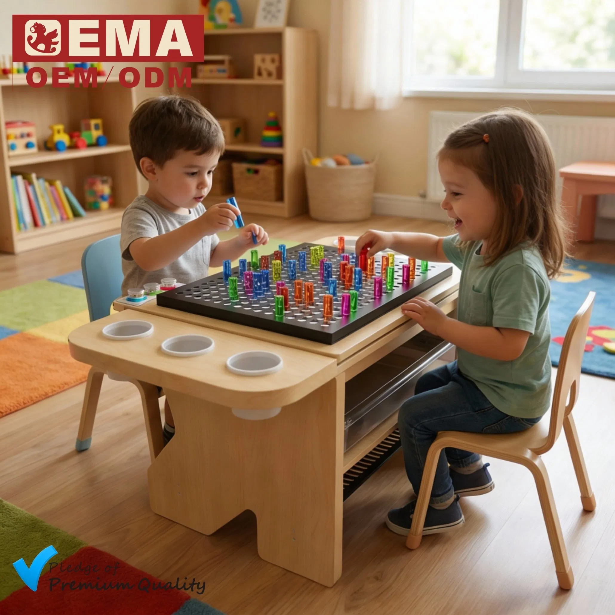 EMA Toddler Math Counting Block Toys for Wooden Optical Sensor Table Color-Recognition