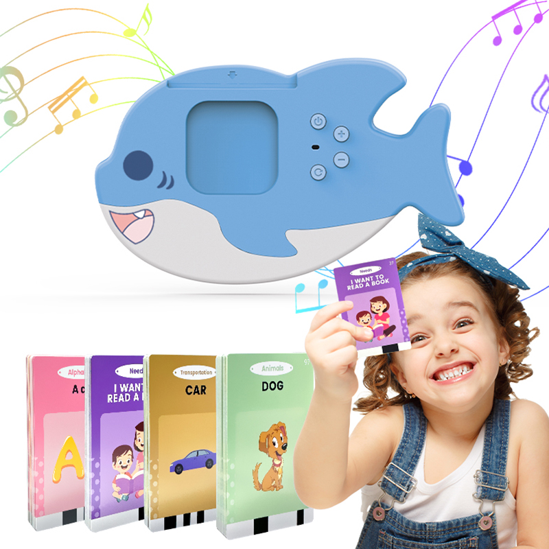 Factory Design High-Quality Shark-Shaped Audible Flash Kids Early Learning Card Language Toy