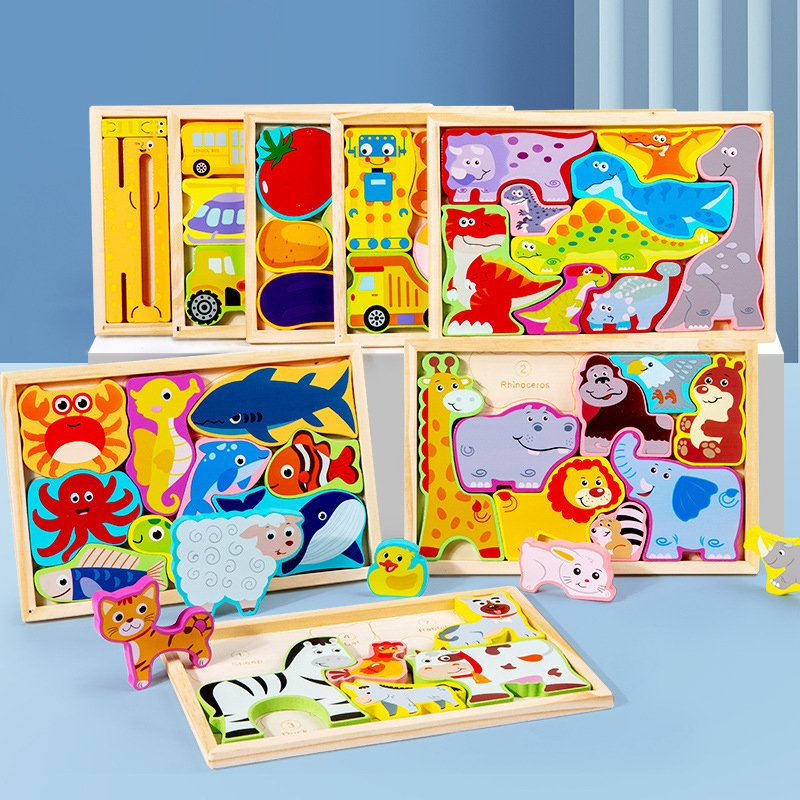 Educational Creative 3D Animal Puzzle Early Learning Wooden Toy for Kids