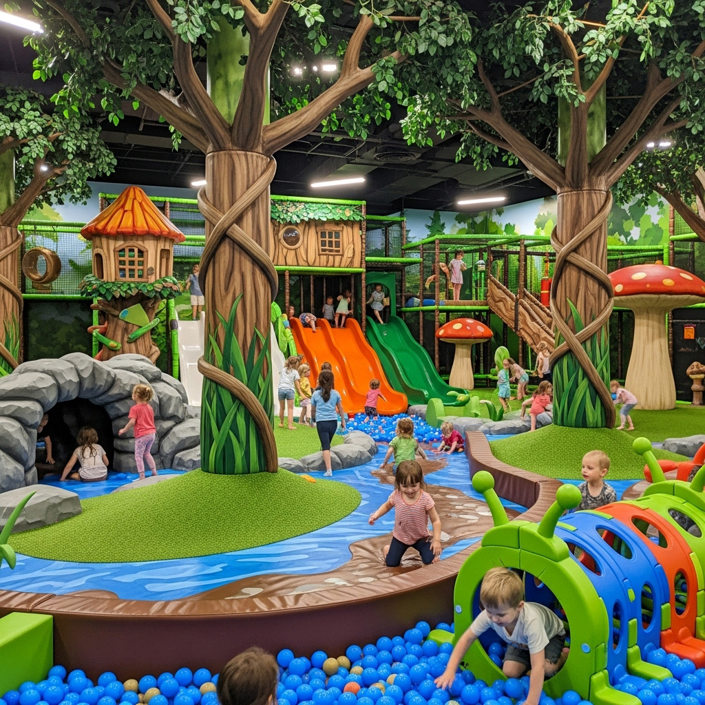 Commercial Indoor Soft Playground Equipment For Kids, Customized Play Structure With Ball Pit,with A Forest Themed