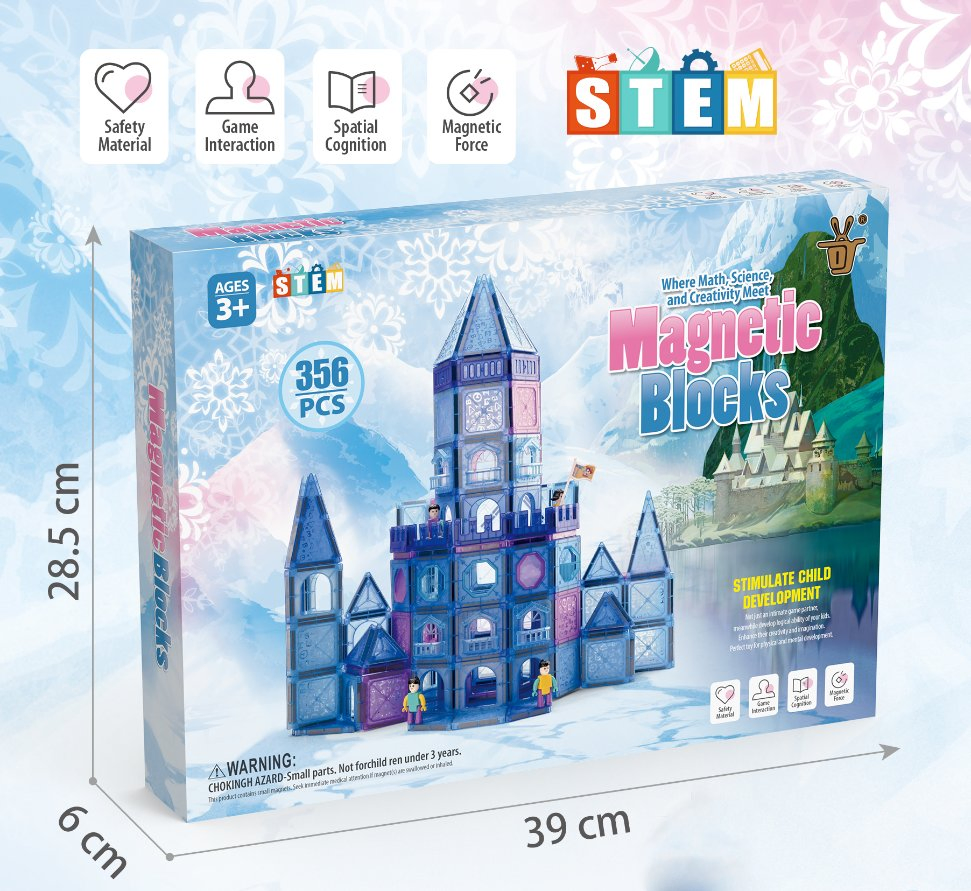 Magnetic Tiles 356PCS Kids Toys Classroom Sensory Toy for Toddlers Stem Learning Building Blocks