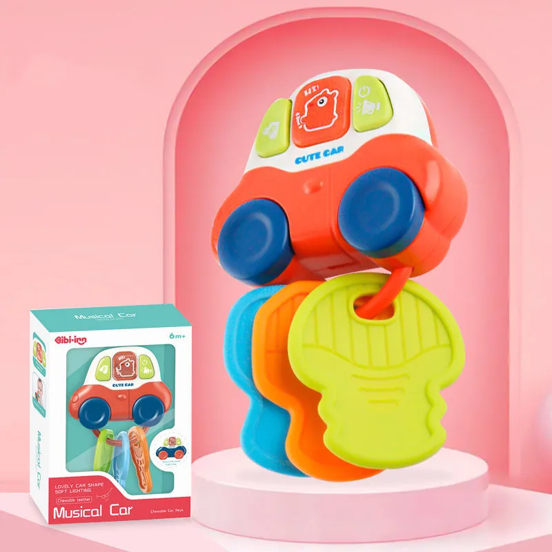 Early Educational Baby Teether Rattle Toy Musical and Light Car Toy Sensory Learning Baby Rattle Teether Toy