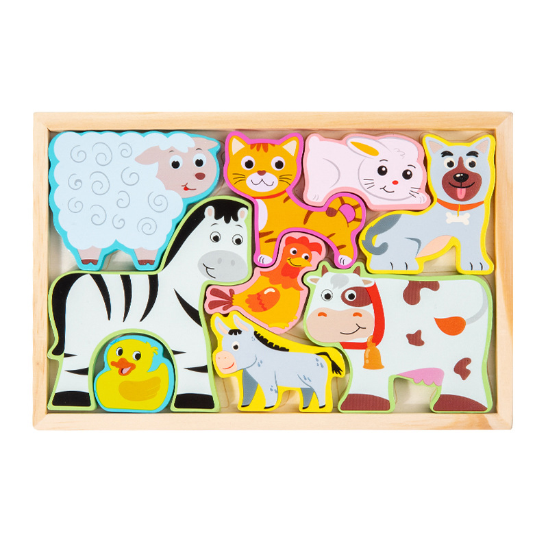 Educational Creative 3D Animal Puzzle Early Learning Wooden Toy for Kids