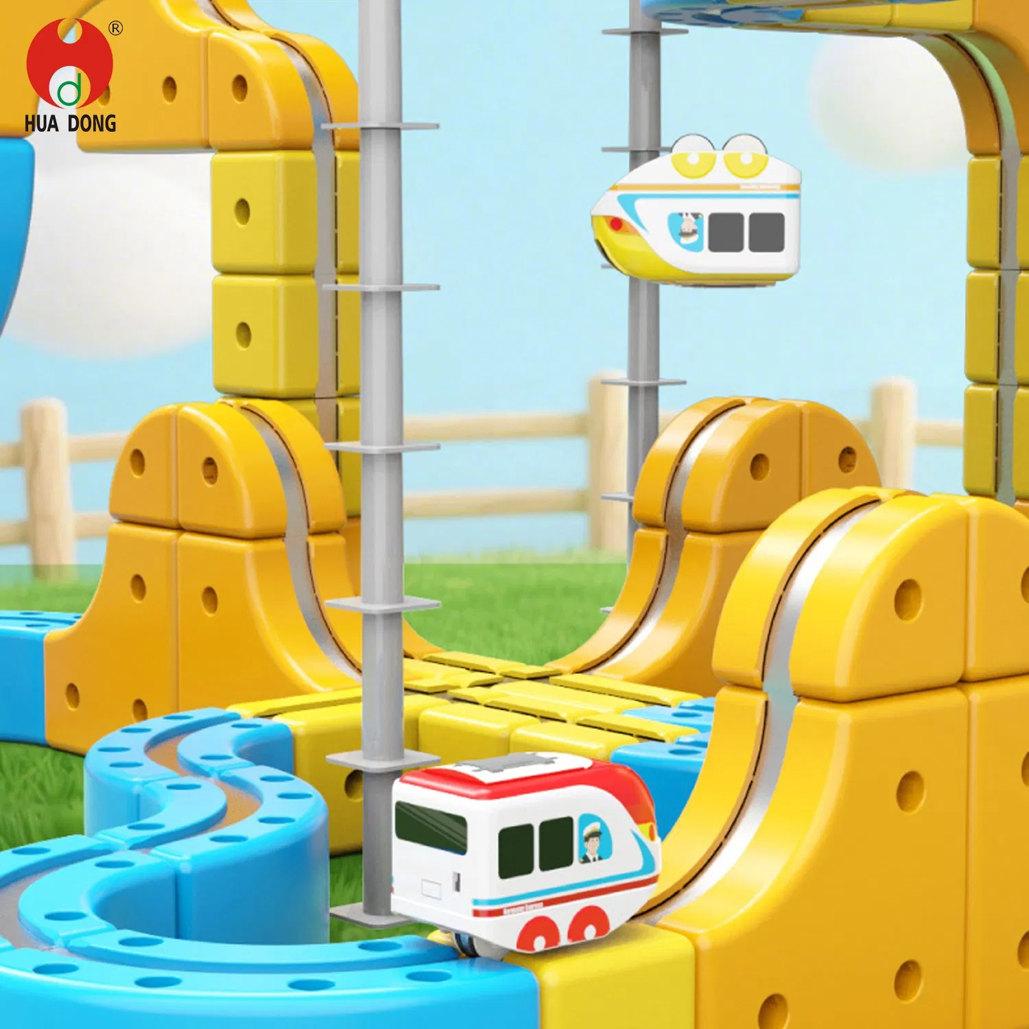 Magnetic Track Train Toy Playset with Detachable Cars Easy Snap Track Design Colorful Accessories Learning and Construction Toy for Toddlers and Preschool Child