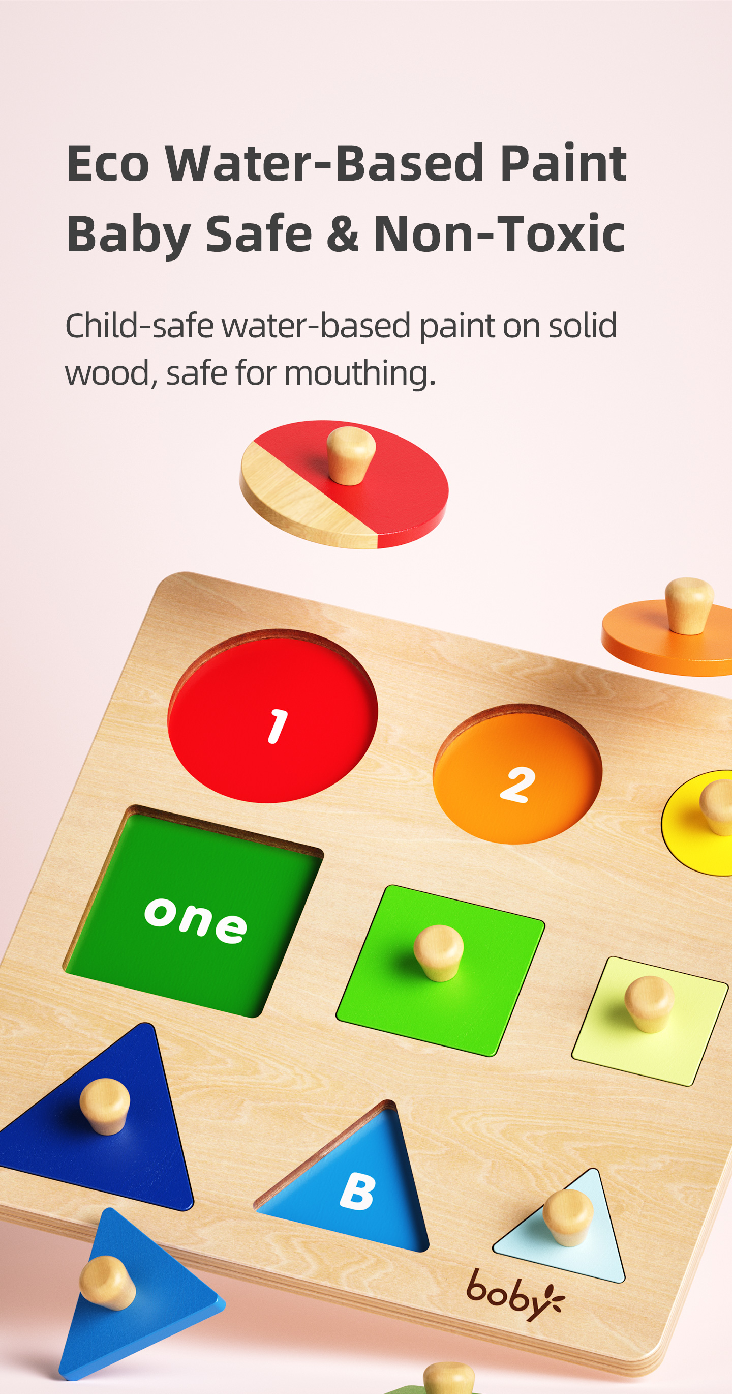 Montessori Wooden Sensory Toys for Kids 1-2 Years Educational Shape Size Gradient Puzzle