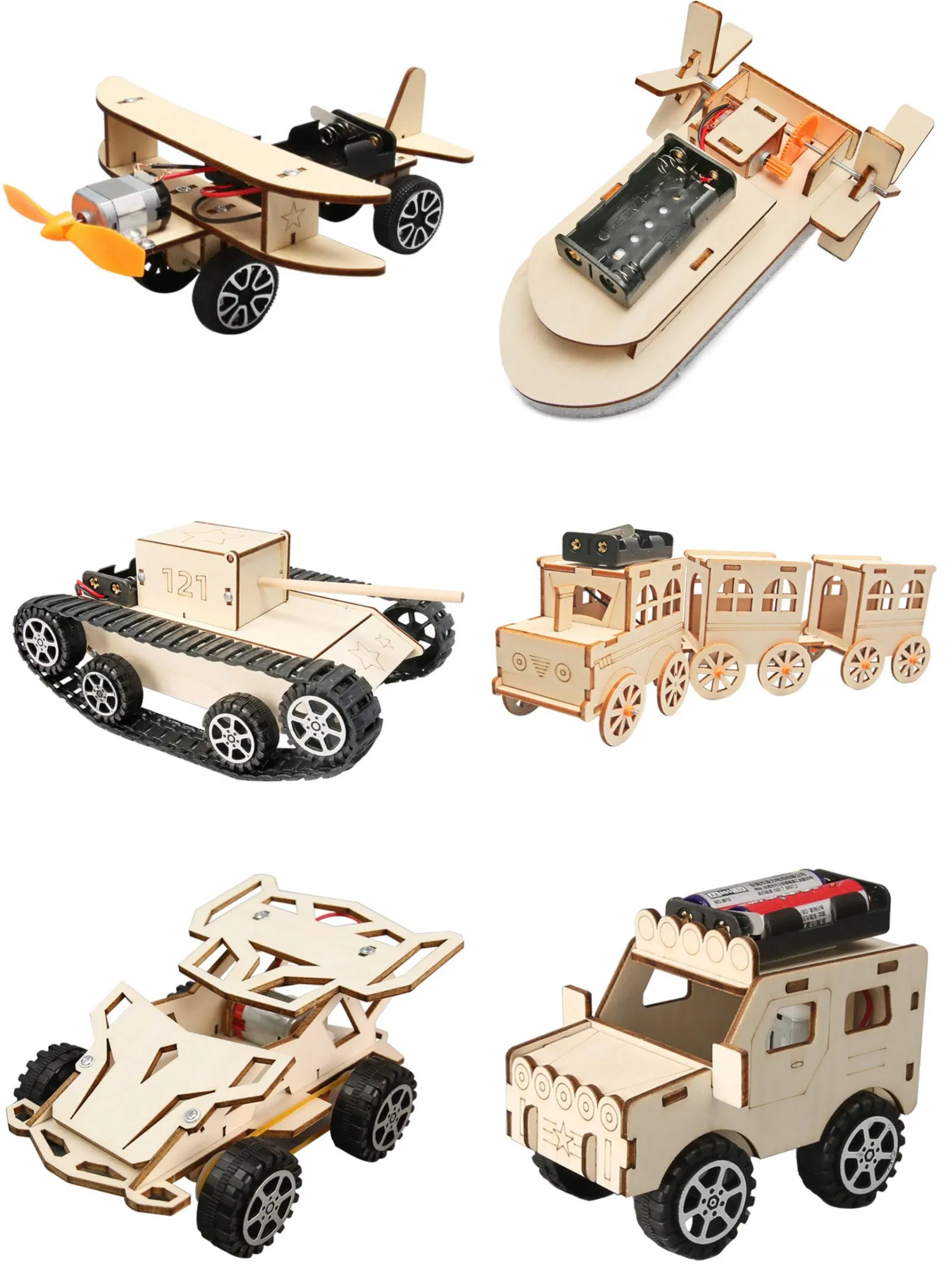 Stem Learning Kit: Wooden Air, Land, and Sea Vehicle Models Stem Kit 3D Construction Stem Creative Science Programming Learning Wooden Educational Toy