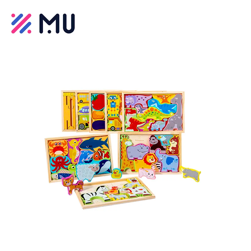 Educational Creative 3D Animal Puzzle Early Learning Wooden Toy for Kids