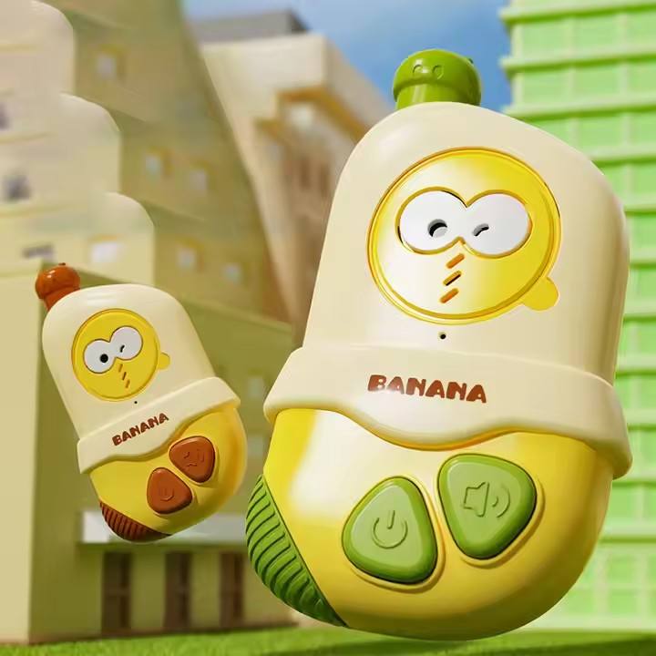 Cute Lijia Kids 2-Piece Yellow Handheld Walkie Talkie Set 1.5km Range Two-Way Communication Wireless Microphone Interactive Toy