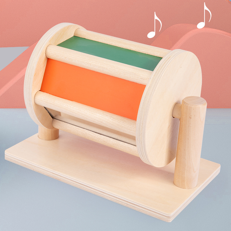 Infant Wooden Multi-Sensory Spinning Drum Montessori Educational Toy