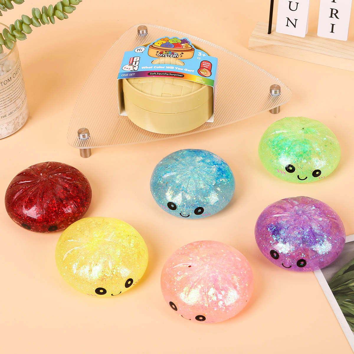 New Mystery Glitter Dumpling Squishies Box Colorful Dumplings Stress Balls Fidget Sensory Toy Cute Glittery Dumpling Squishy Toy