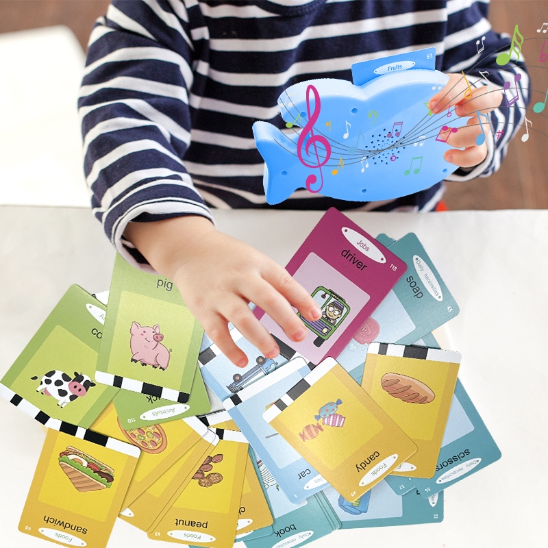 Factory Design High-Quality Shark-Shaped Audible Flash Kids Early Learning Card Language Toy