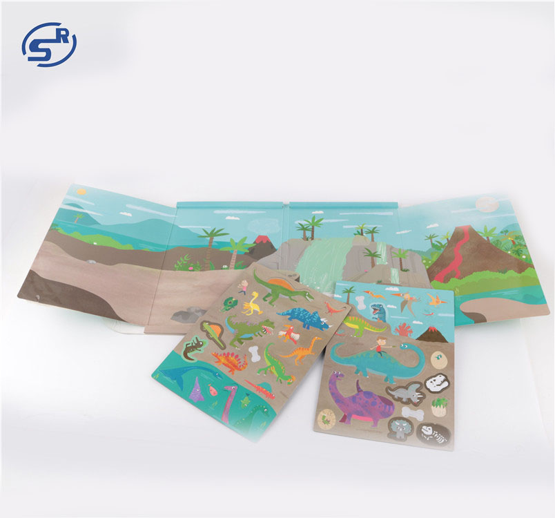 Preschool DIY Educational Puzzles Open-Ended Reusable Sticker Books Magnetic Dinosaur Toys for Kids Boys and Girls