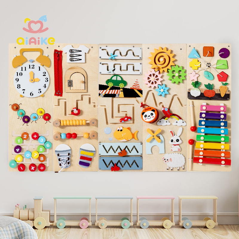 Baby Early Education Wood Multifunctional Wall Game Children's Exploration Cognitive Development Hands-On Ability Busy Board Toy