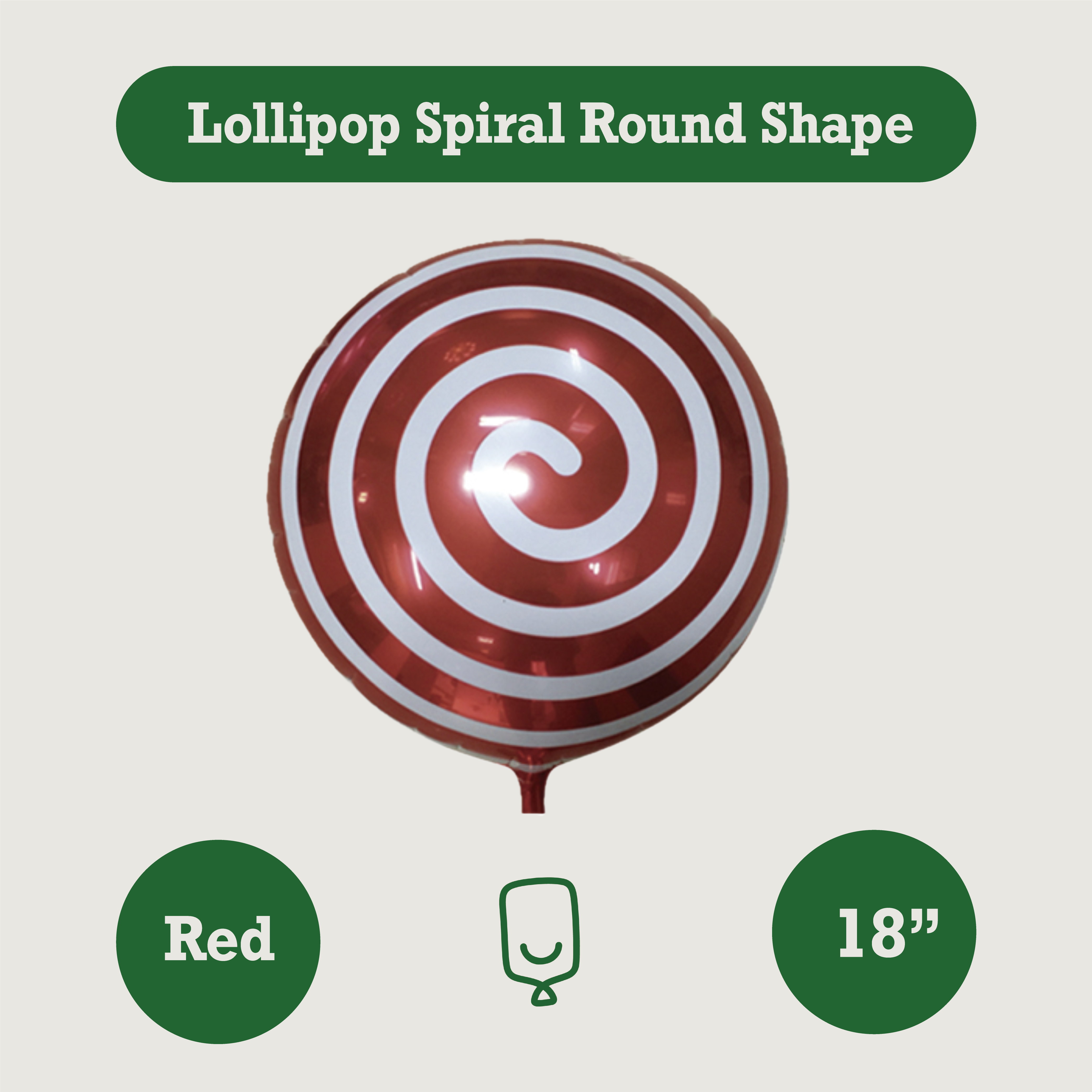 18 Inch Lollipop Spiral Round Shape Foil Balloon Multi Colors Kids Candy Party Custom OEM Mylar FAMA BSCI Sedex Factory